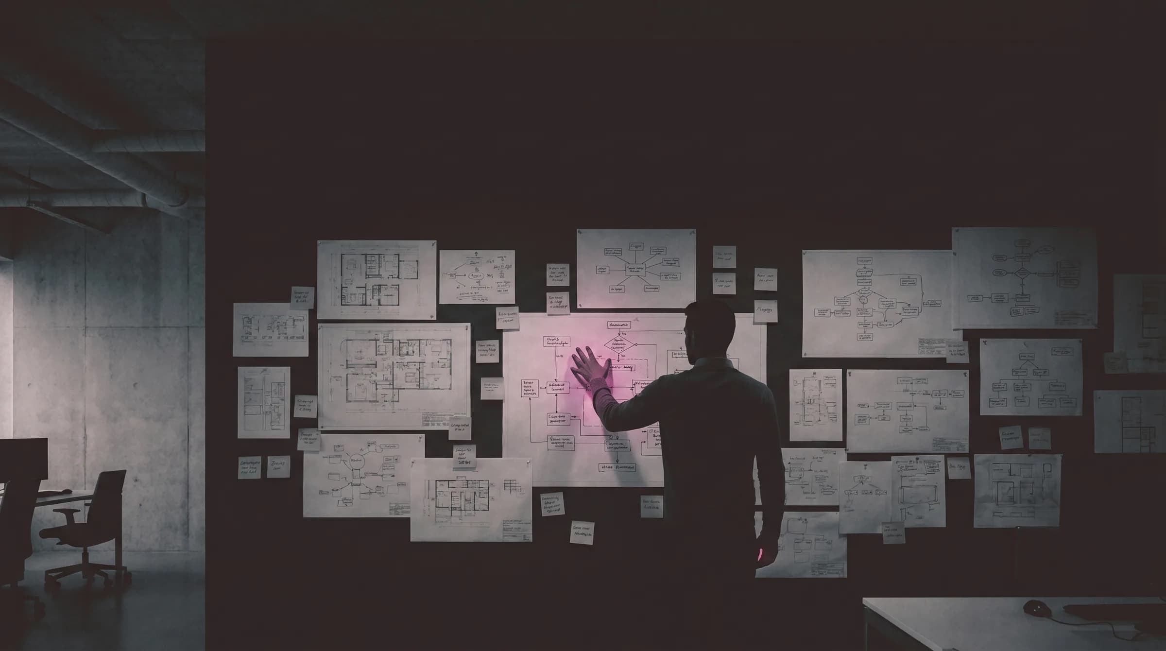 Discover: mapping a system across a wall of diagrams